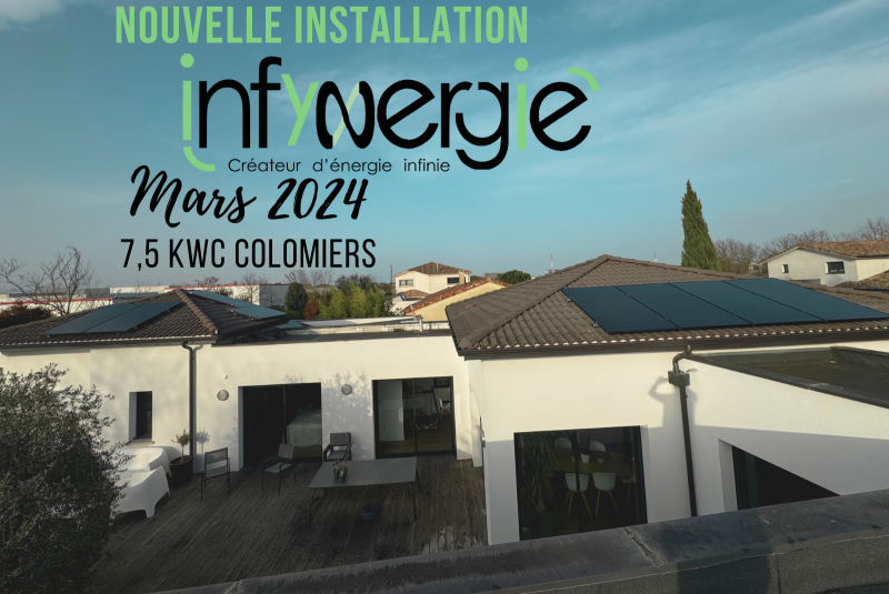 INSTALLATION DE PANNEAUX DUALSUN 500 POUR 7,5 Kwc À COLOMIERS SUR TOITURE MIXTE POUR DE L'AUTO-CONSOMATION